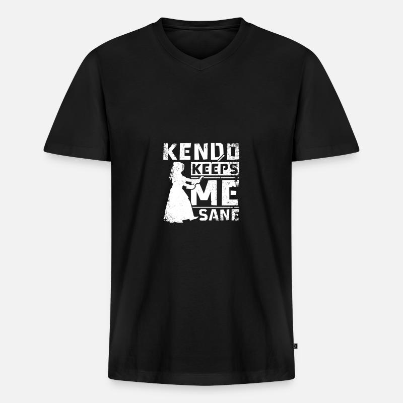 Kendo keeps me sane - Männer Premium Bio T-Shirt mit V-Ausschnitt - Schwarz