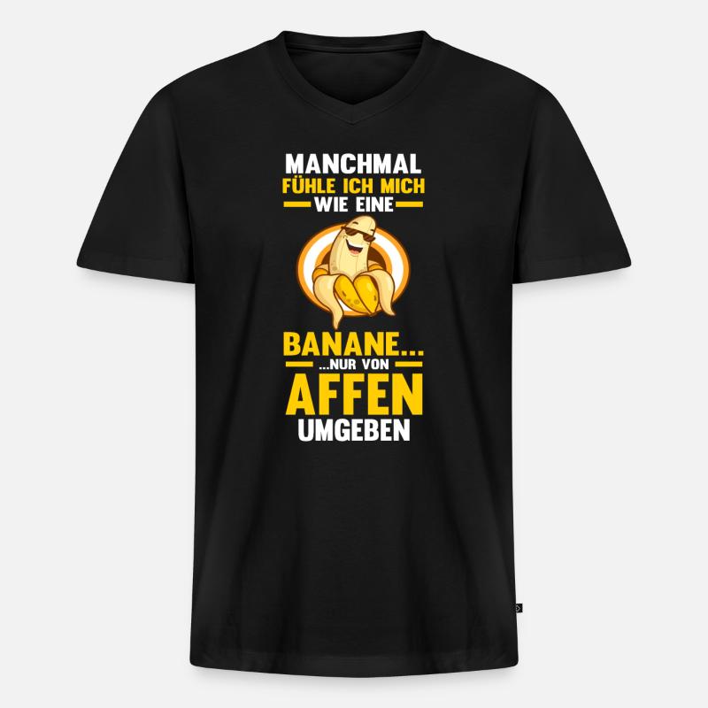 Früchte Affe Banane - Männer Premium Bio T-Shirt mit V-Ausschnitt - Schwarz