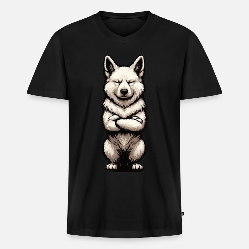 Weißer Schäferhund Schäferhund Schäferhunde - Männer Premium Bio T-Shirt mit V-Ausschnitt - Schwarz