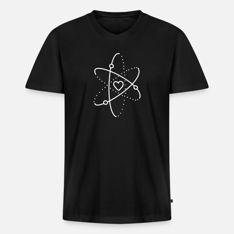 Herz Liebe Atom - Männer Premium Bio T-Shirt mit V-Ausschnitt - Schwarz