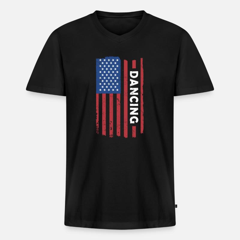 Dancer Us Flag Dancing - Männer Premium Bio T-Shirt mit V-Ausschnitt - Schwarz