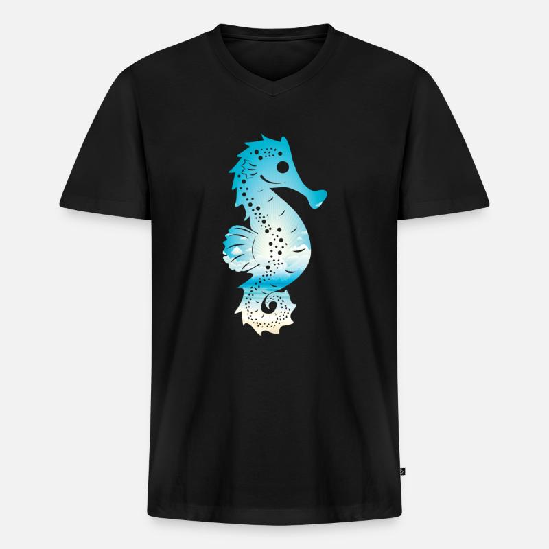 SeePferdchen (Sky-Edition) - Männer Premium Bio T-Shirt mit V-Ausschnitt - Schwarz