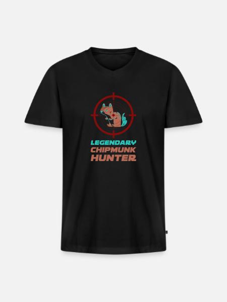 Jäger Squirrel Eichhörnchen Geschenk - Männer Premium Bio T-Shirt mit V-Ausschnitt - Schwarz