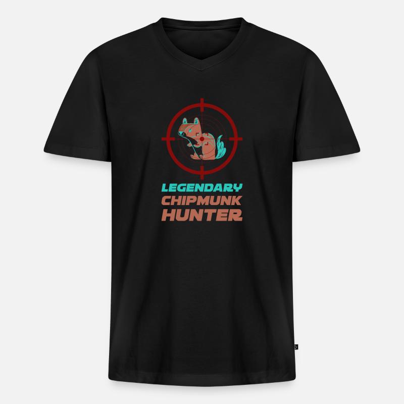 Jäger Squirrel Eichhörnchen Geschenk - Männer Premium Bio T-Shirt mit V-Ausschnitt - Schwarz
