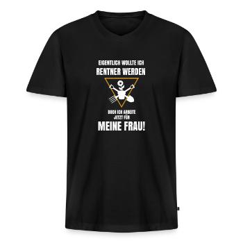 Lustige Rentner Sprüche zum Verschenken - Männer Premium Bio T-Shirt mit V-Ausschnitt - Schwarz - Vorne - Nico (187cm)