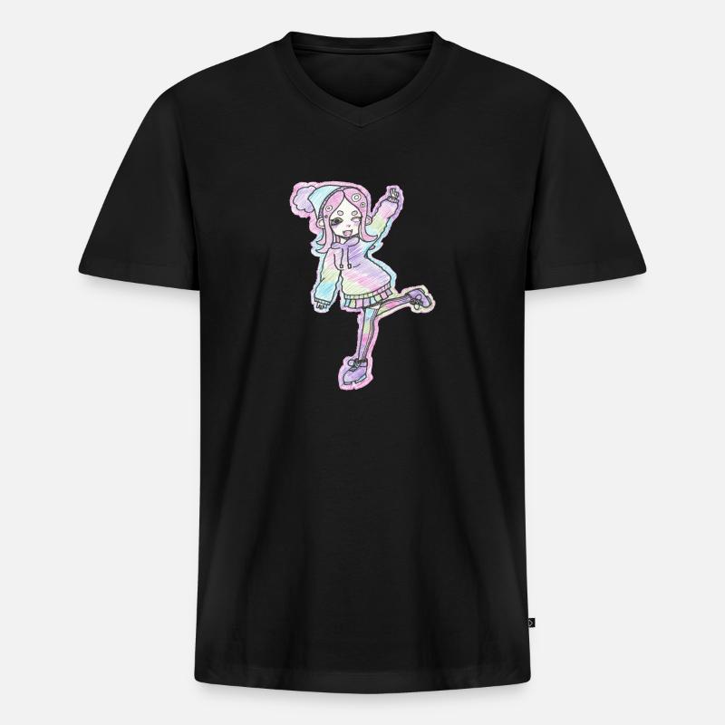 Inkling Mädchen | Pink | Splatoon - Männer Premium Bio T-Shirt mit V-Ausschnitt - Schwarz