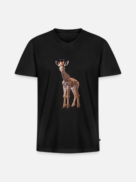 Giraffe - Giraffe Baby - Cool Kids Giraffe - Men's Premium Organic T-shirt with V-neck - black
