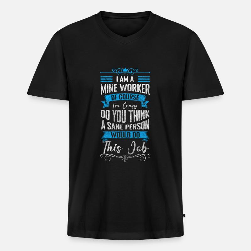 Bergmann Minenarbeiter - Männer Premium Bio T-Shirt mit V-Ausschnitt - Schwarz