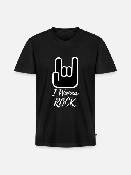 I Wanna Rock - Männer Premium Bio T-Shirt mit V-Ausschnitt - Schwarz