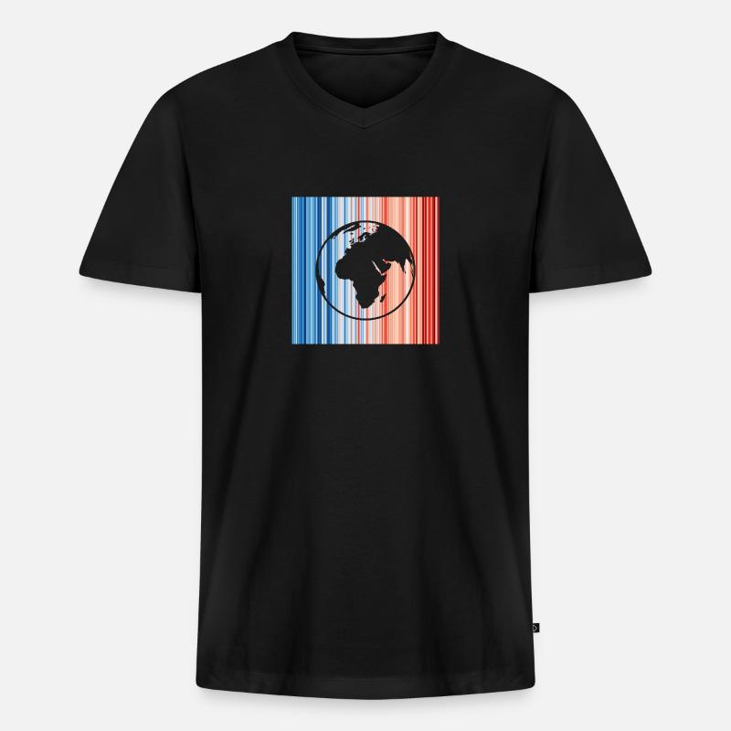 Klimawandel, Warming Stripes, Erde - Männer Premium Bio T-Shirt mit V-Ausschnitt - Schwarz