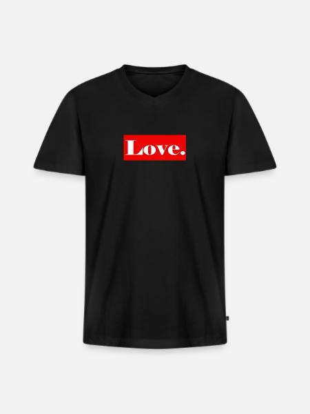 love1 - Männer Premium Bio T-Shirt mit V-Ausschnitt - Schwarz