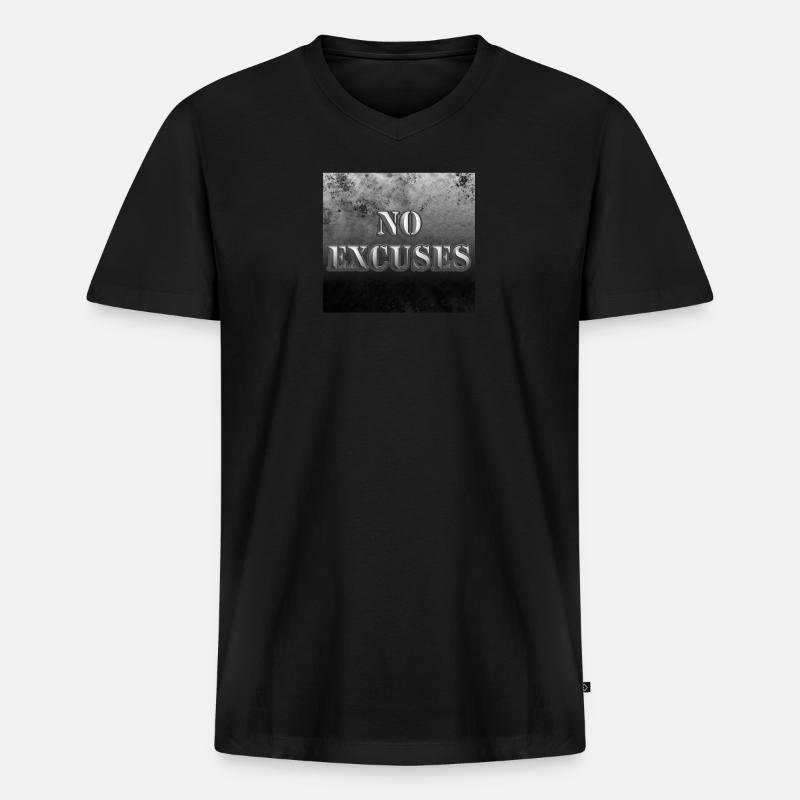 No Excuses - Männer Premium Bio T-Shirt mit V-Ausschnitt - Schwarz