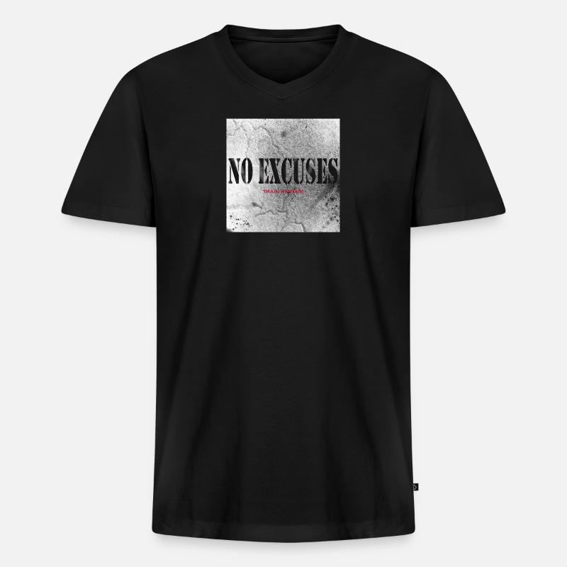 No Excuses, Train Harder! - Männer Premium Bio T-Shirt mit V-Ausschnitt - Schwarz