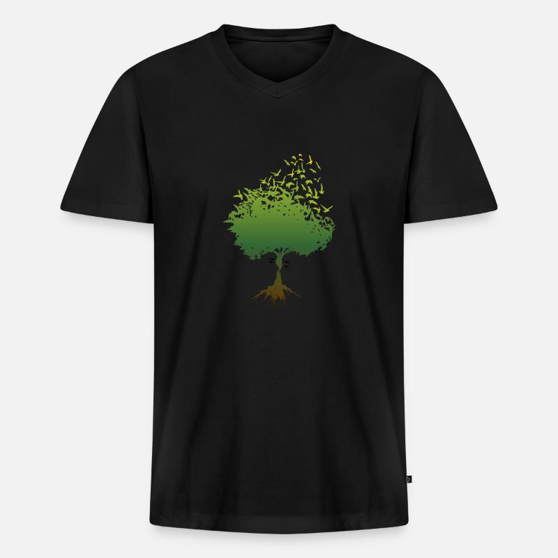 Der Baum der Freundschaft - Männer Premium Bio T-Shirt mit V-Ausschnitt - Schwarz