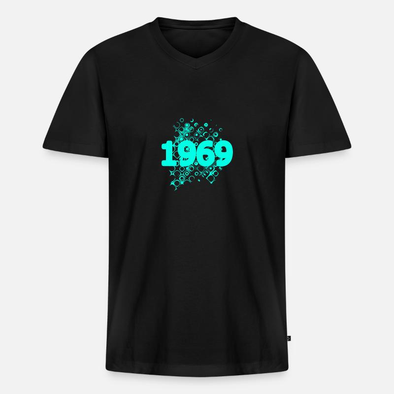 Retro 1969 - Männer Premium Bio T-Shirt mit V-Ausschnitt - Schwarz