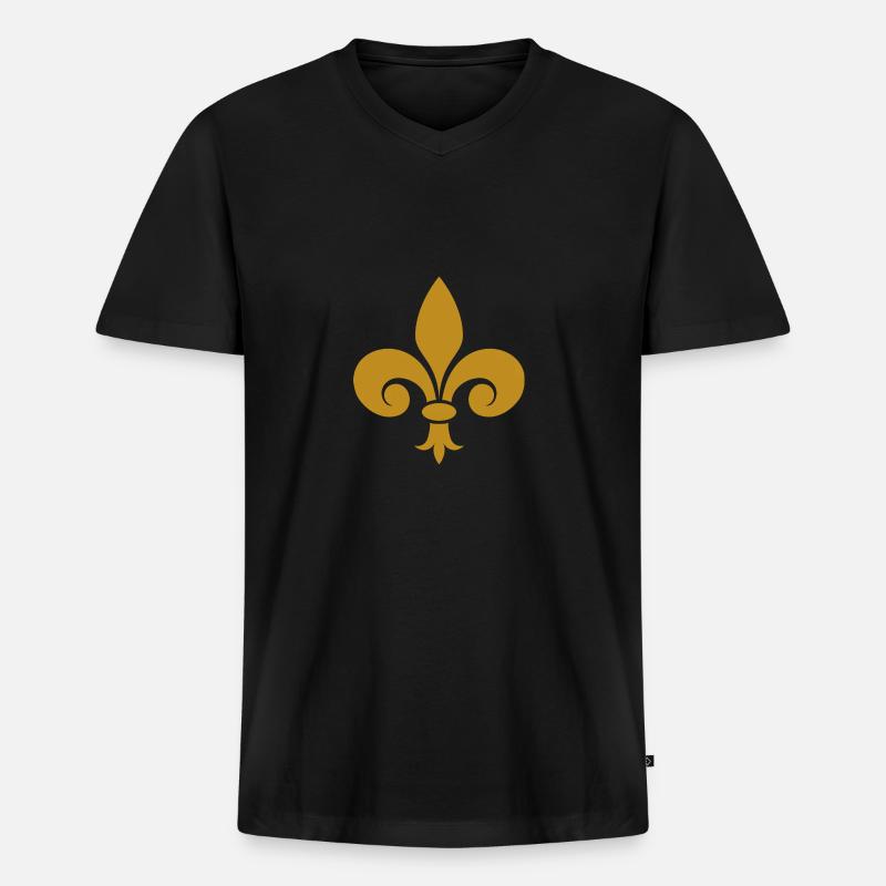 Fleur de lis - Männer Premium Bio T-Shirt mit V-Ausschnitt - Schwarz