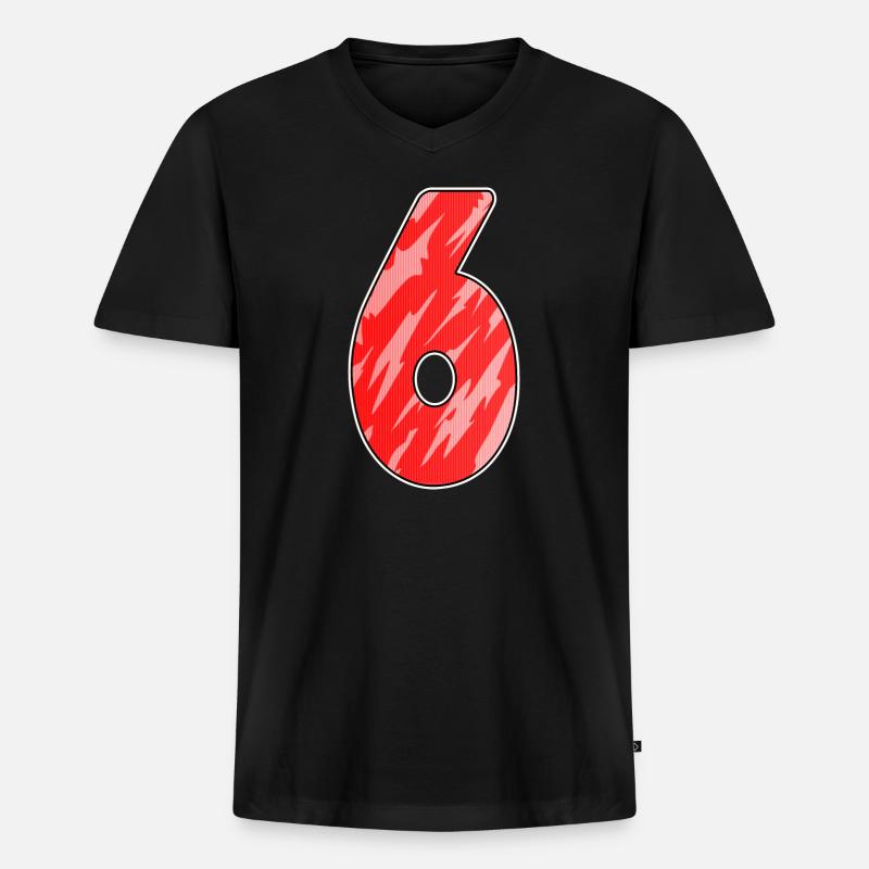 Nummer 6 Muster Rot - Männer Premium Bio T-Shirt mit V-Ausschnitt - Schwarz