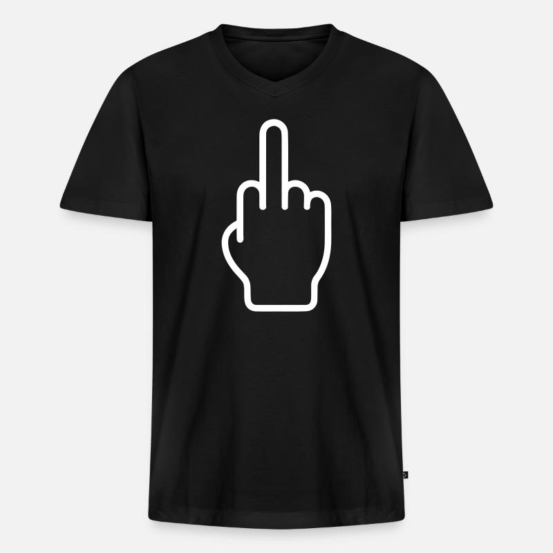 Mittelfinger Hand Symbol - Männer Premium Bio T-Shirt mit V-Ausschnitt - Schwarz