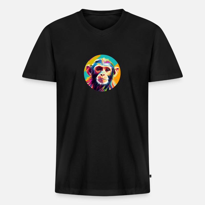 Kapuzineräffchen - Männer Premium Bio T-Shirt mit V-Ausschnitt - Schwarz