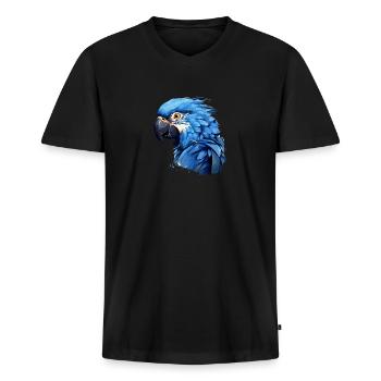 Hyazinth-Ara - Männer Premium Bio T-Shirt mit V-Ausschnitt - Schwarz - Vorne - Nico (187cm)