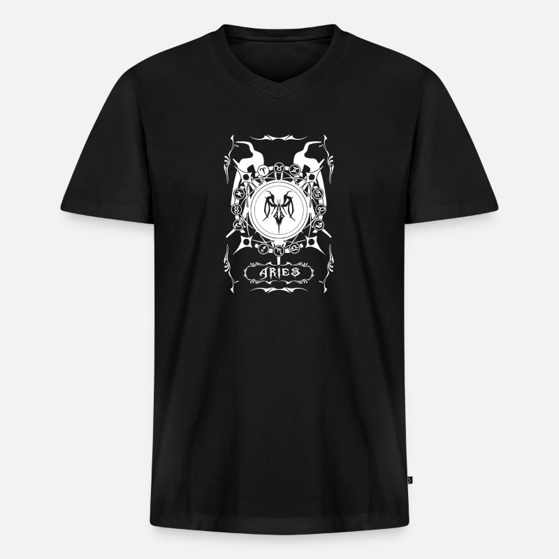 ARIES Sternzeichen Widder - Männer Premium Bio T-Shirt mit V-Ausschnitt - Schwarz