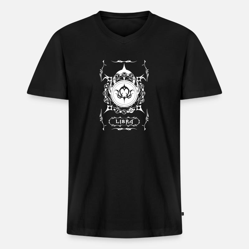 LIBRA Sternzeichen Waage - Männer Premium Bio T-Shirt mit V-Ausschnitt - Schwarz