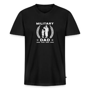 Dad Papa Vater Vatertag Militär Soldaten - Männer Premium Bio T-Shirt mit V-Ausschnitt - Schwarz - Vorne - Nico (187cm)