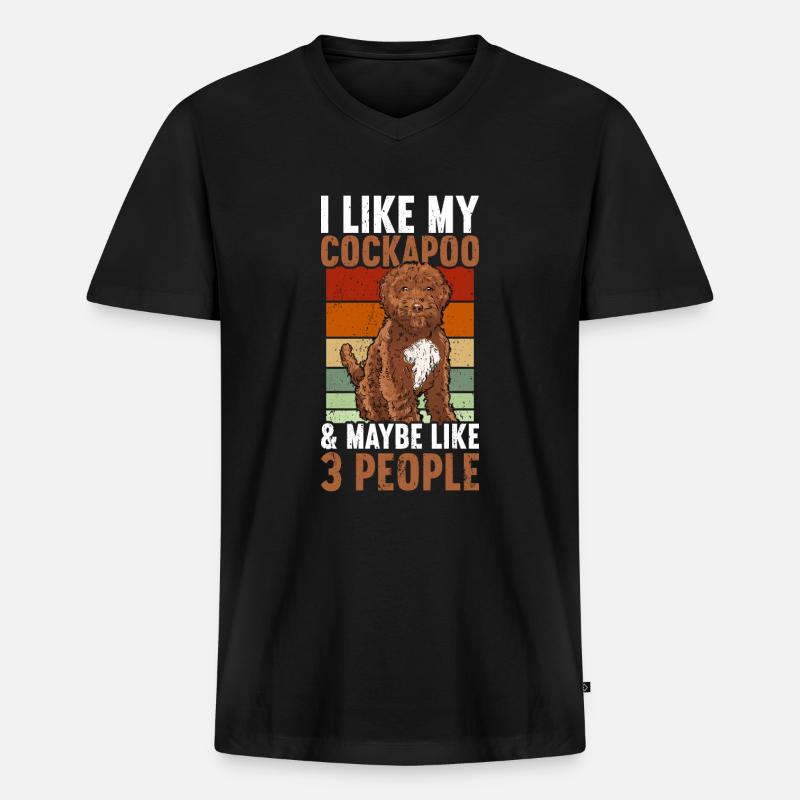 Cockapoo - Männer Premium Bio T-Shirt mit V-Ausschnitt - Schwarz