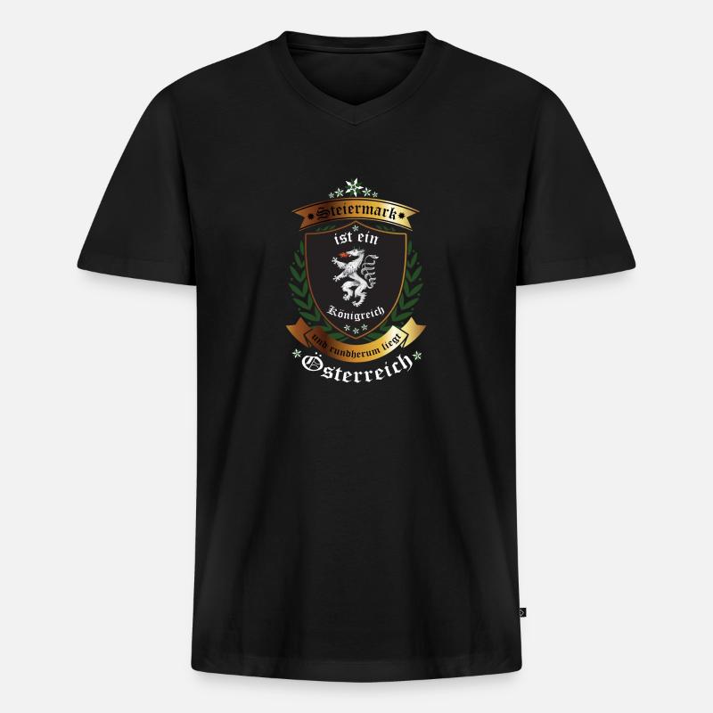 Steiermark - Männer Premium Bio T-Shirt mit V-Ausschnitt - Schwarz