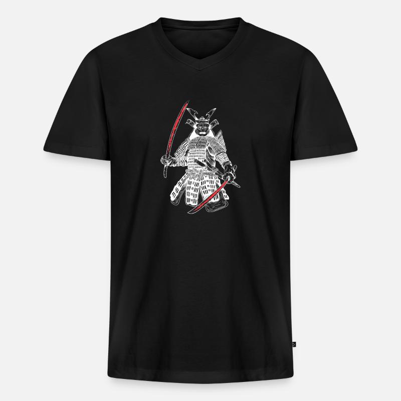 Japan Samurai Krieger Katana Schwertkampf. - Männer Premium Bio T-Shirt mit V-Ausschnitt - Schwarz