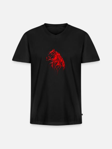 Pferd - Pferd - Renntier - Männer Premium Bio T-Shirt mit V-Ausschnitt - Schwarz
