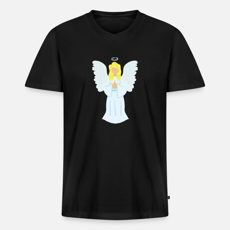 Engel - Männer Premium Bio T-Shirt mit V-Ausschnitt - Schwarz