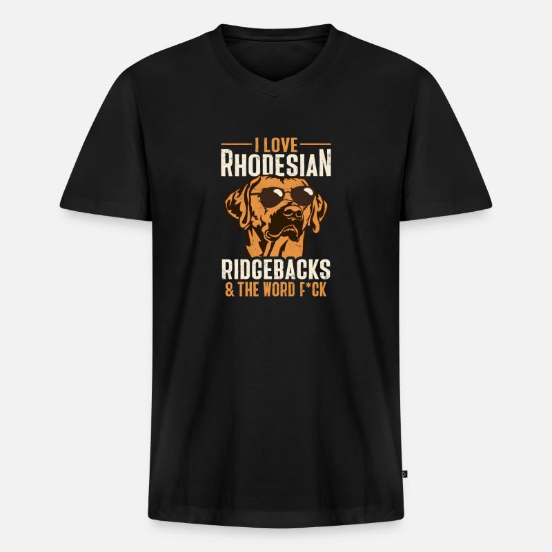 Rhodesian Ridgeback Hund - Männer Premium Bio T-Shirt mit V-Ausschnitt - Schwarz