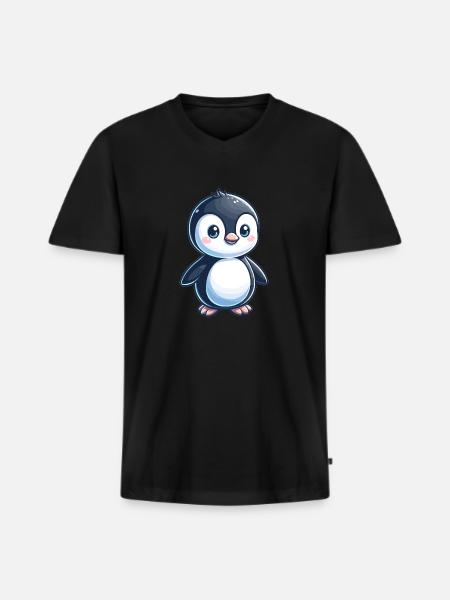 childlike penguin - Men's Premium Organic T-shirt with V-neck - black