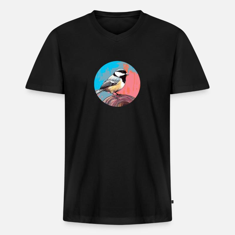 Meise - Männer Premium Bio T-Shirt mit V-Ausschnitt - Schwarz