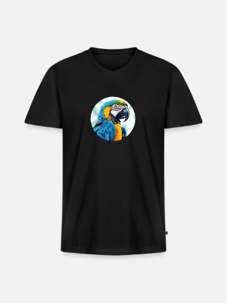 Blue and gold macaw - Men's Premium Organic T-shirt with V-neck - black
