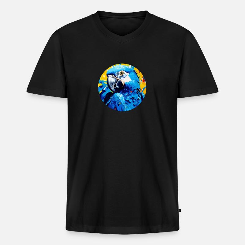 Hyazinth Ara - Männer Premium Bio T-Shirt mit V-Ausschnitt - Schwarz