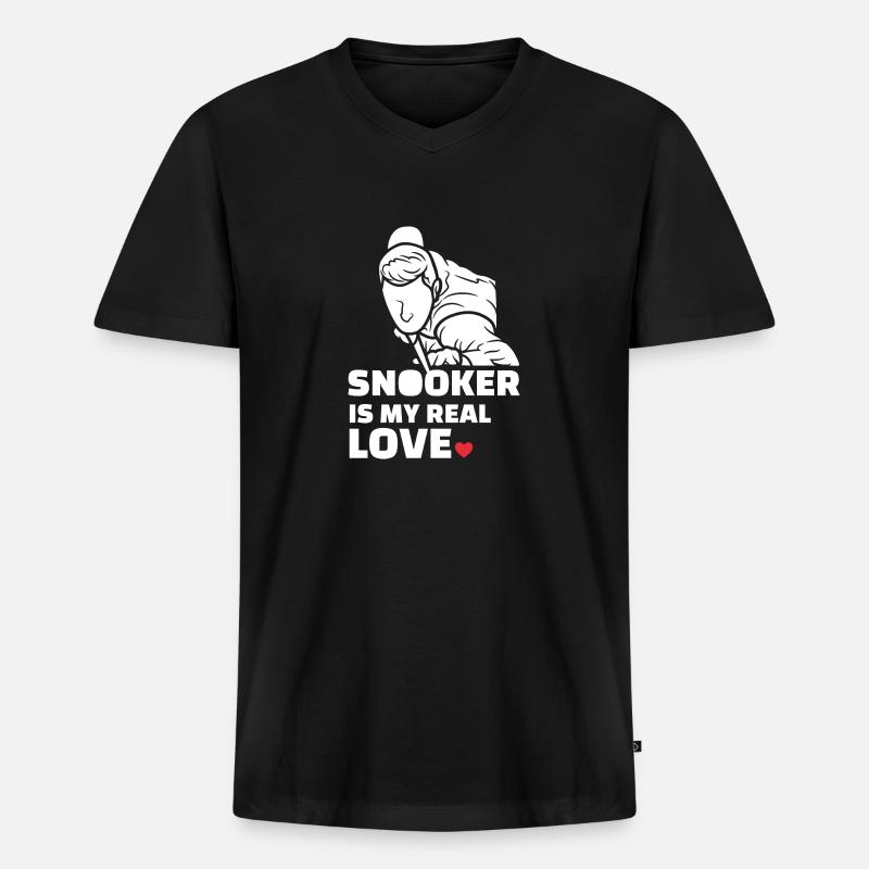 Ich Liebe Snooker - Männer Premium Bio T-Shirt mit V-Ausschnitt - Schwarz
