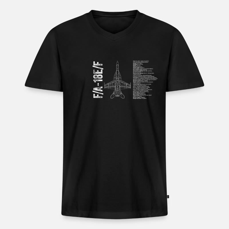 Super Hornet - Männer Premium Bio T-Shirt mit V-Ausschnitt - Schwarz
