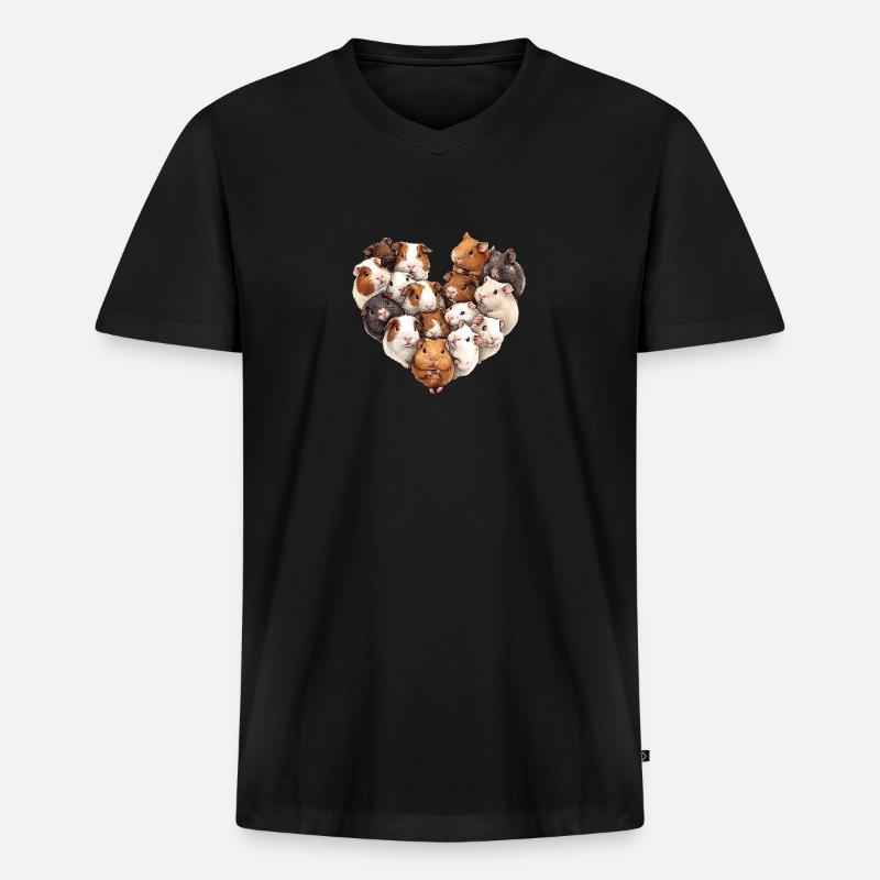 Cavia - Maglietta ecologica premium da uomo con scollo a V - nero