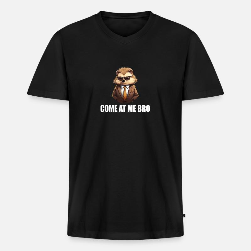Hedgehog Come At Me - Männer Premium Bio T-Shirt mit V-Ausschnitt - Schwarz