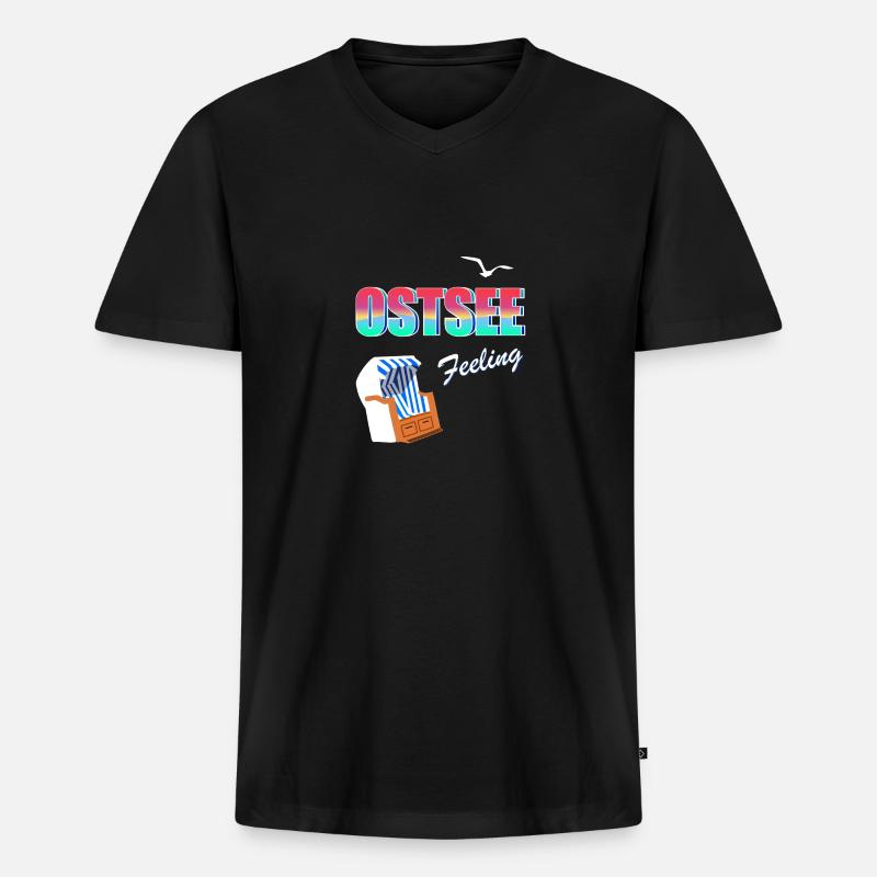 Ostsee Feeling - Männer Premium Bio T-Shirt mit V-Ausschnitt - Schwarz
