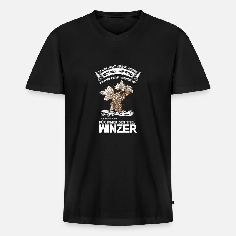Winzer - Männer Premium Bio T-Shirt mit V-Ausschnitt - Schwarz