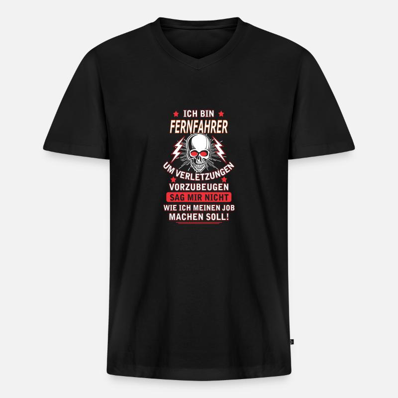 FERNFAHRER - Männer Premium Bio T-Shirt mit V-Ausschnitt - Schwarz