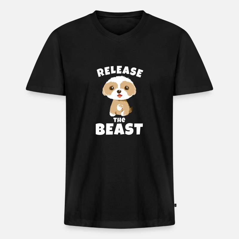 Entfessel das Biest - Männer Premium Bio T-Shirt mit V-Ausschnitt - Schwarz