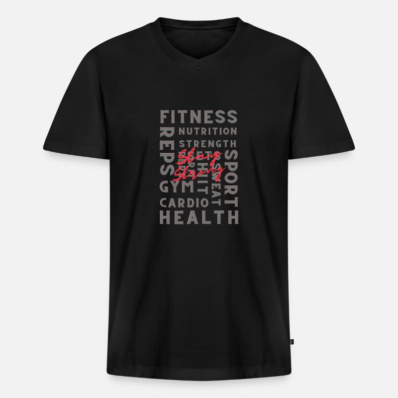 Bleib stark - Männer Premium Bio T-Shirt mit V-Ausschnitt - Schwarz