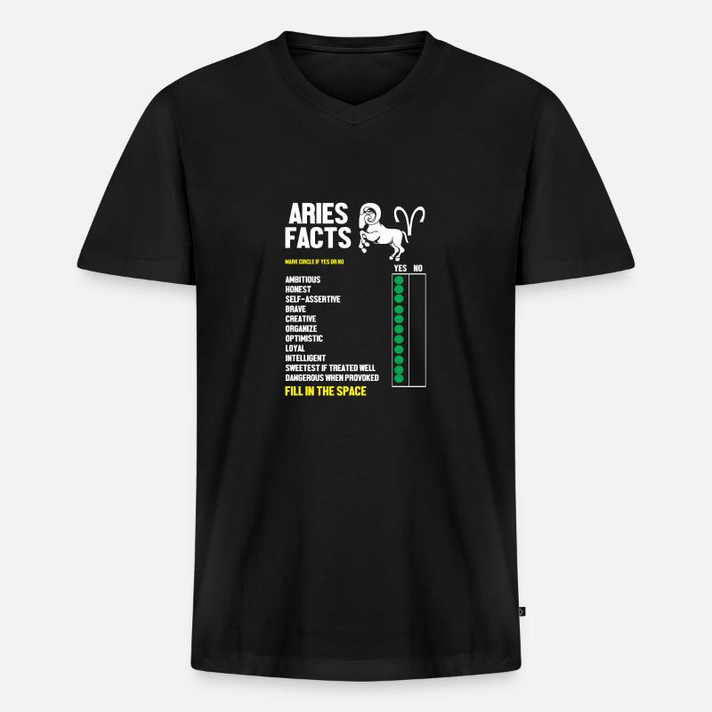 Sternzeichen Widder - Männer Premium Bio T-Shirt mit V-Ausschnitt - Schwarz