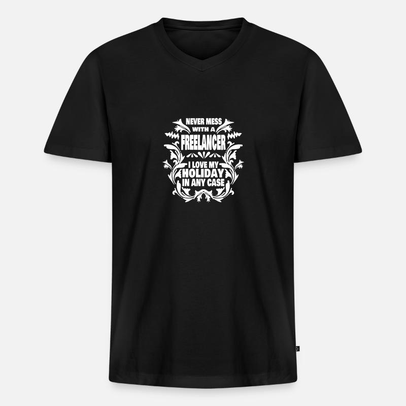 freelancer - Männer Premium Bio T-Shirt mit V-Ausschnitt - Schwarz