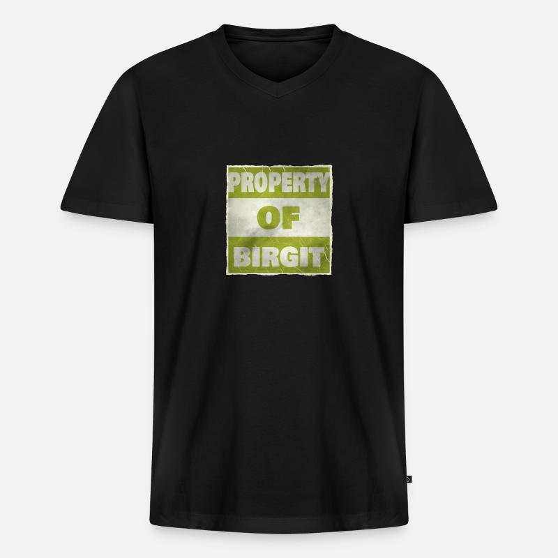 Besitz von Birgit - Männer Premium Bio T-Shirt mit V-Ausschnitt - Schwarz