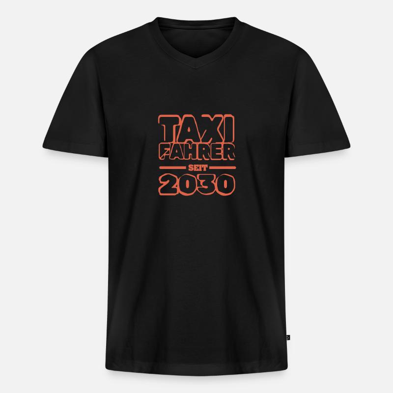 2030 - Männer Premium Bio T-Shirt mit V-Ausschnitt - Schwarz
